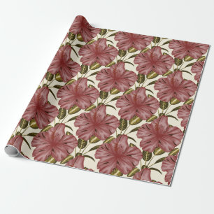 Tropical flowers seamless pattern red flowers wrapping paper