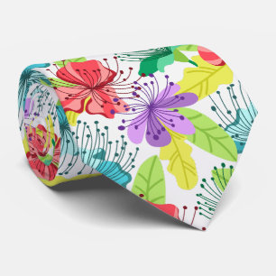 Tropical flowers seamless pattern tie