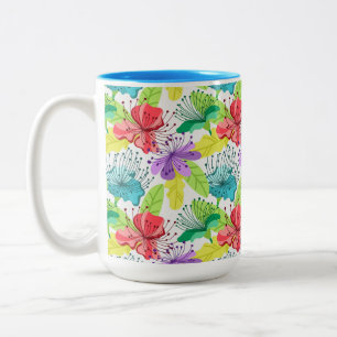 Tropical flowers seamless pattern Two-Tone coffee mug