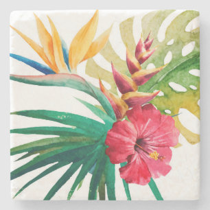 Tropical Flowers Stone Coaster