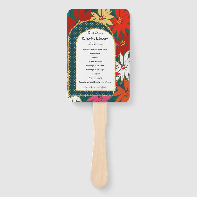 Tropical Flowers & Summer & Arch Wedding Hand Fan (Front)
