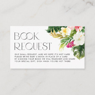 Tropical Flowers Summer Baby Shower Book Request Enclosure Card