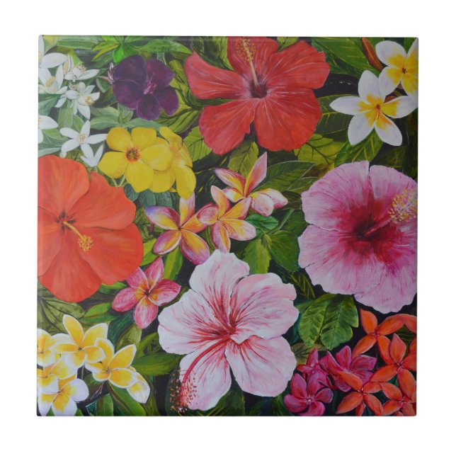 Tropical Flowers Tile (Front)