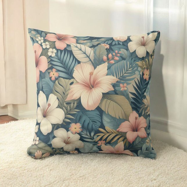 Tropical Flowers Vibrant Orchid & Botanical  Cushion (Creator Uploaded)