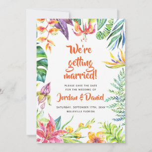 Tropical Flowers Watercolor Chic Save the Date