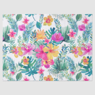 Tropical Flowers Watercolors Pattern Tissue Paper