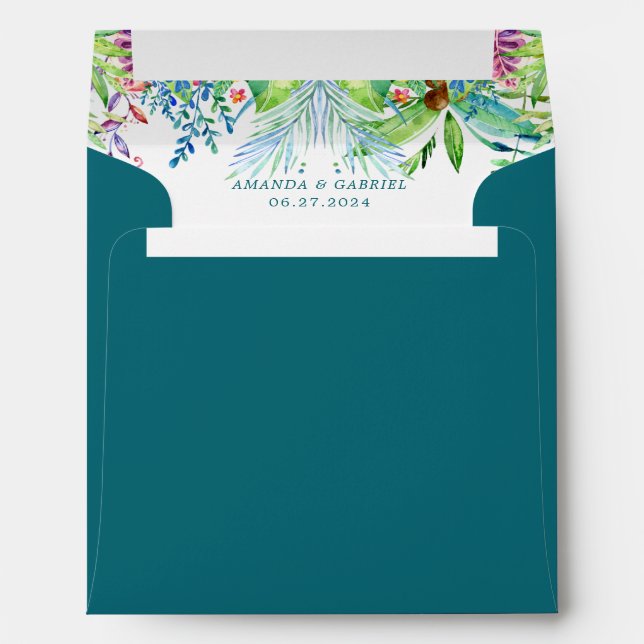 Tropical Flowers  Wedding Envelope (Back (Bottom))