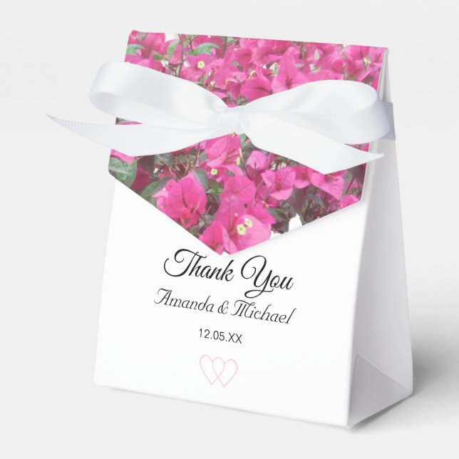 Tropical flowers wedding favour box (Front Side)