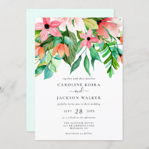 Tropical Flowers Wedding Invitation