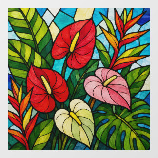 Tropical flowers window cling