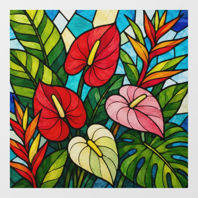Tropical flowers window cling (Sheet)