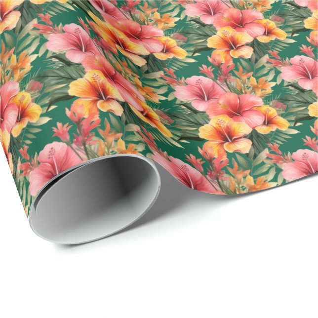 Tropical Flowers Wrapping Paper (Roll Corner)