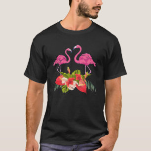 Tropical Flowers Zoo Animal Exotic Bird Lover Pink T-Shirt