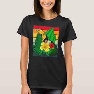 Tropical Flowers Zoo Bird Exotic Animal Retro Tou T-Shirt