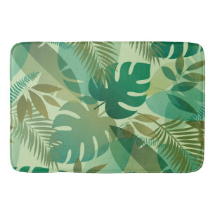 Tropical Foliage Airy Green Leaves Bath Mat