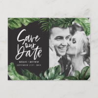 Tropical foliage and hand lettering photo wedding