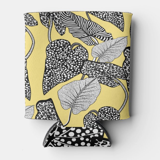 Tropical Foliage: Animal Skin Design. Can Cooler (Front)