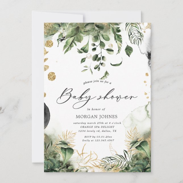 tropical foliage baby shower Invitation (Front)