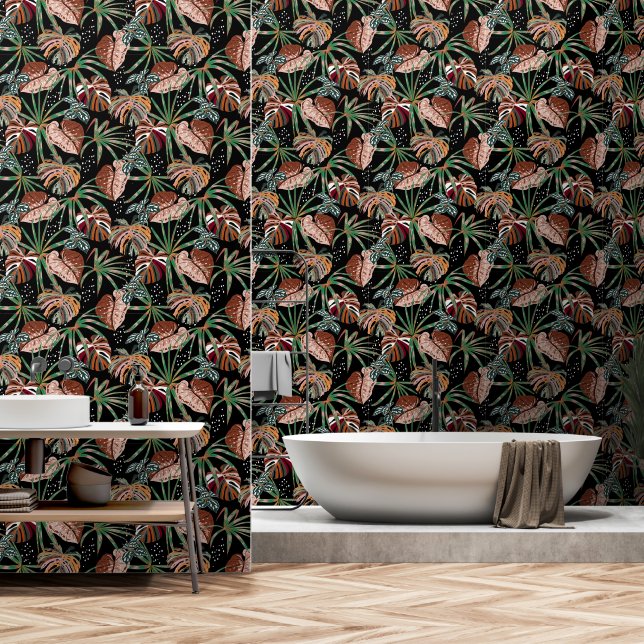 Tropical Foliage Bathroom Wallpaper (Bathroom)