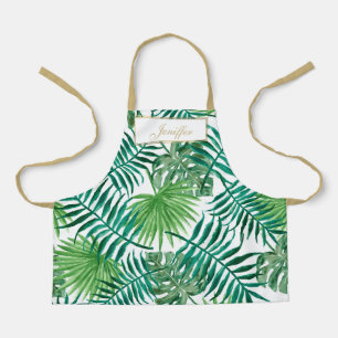 Tropical Foliage Botanical Leaves Pattern.         Apron