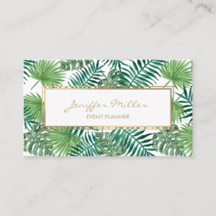 Tropical Foliage Botanical Leaves Pattern. Business Card