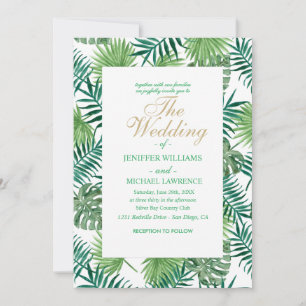 Tropical Foliage Botanical Leaves Pattern.         Invitation