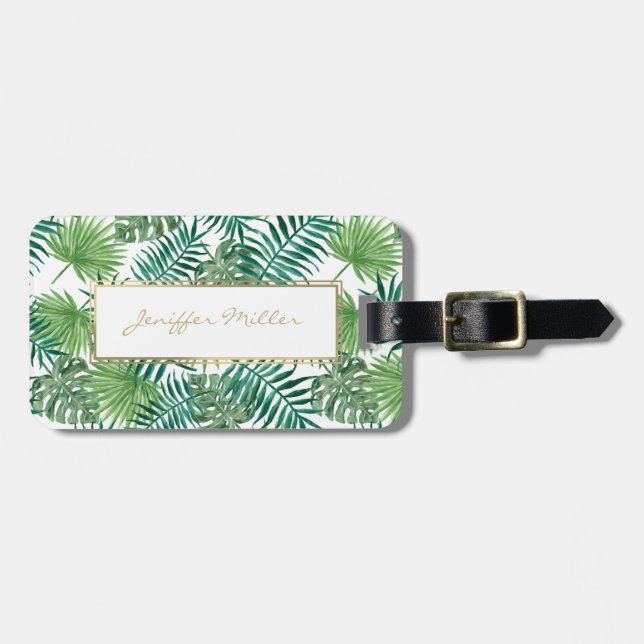 Tropical Foliage Botanical Leaves Pattern.         Luggage Tag (Front Horizontal)