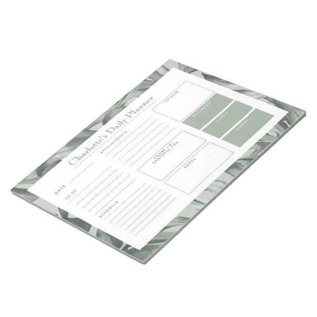 Tropical Foliage Custom Daily Desk Planner Notepad (Angled)