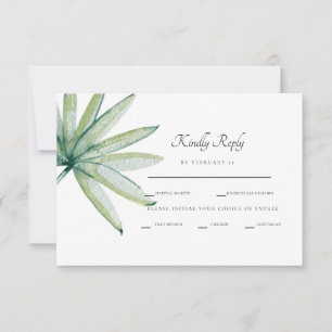 Tropical Foliage Dinner Options White RSVP Card