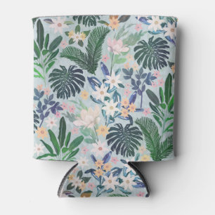 Tropical Foliage Floral Pattern Can Cooler