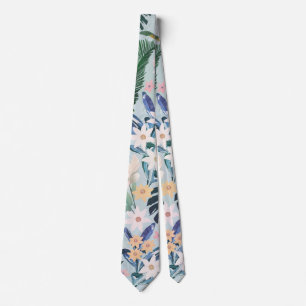 Tropical Foliage Floral Pattern Tie