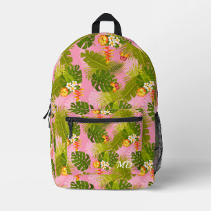 Tropical Foliage Garden Pink Printed Backpack