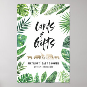 Tropical foliage + gold animals cards & gifts poster
