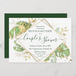 Tropical Foliage & Gold Elegant Couple's Shower Invitation