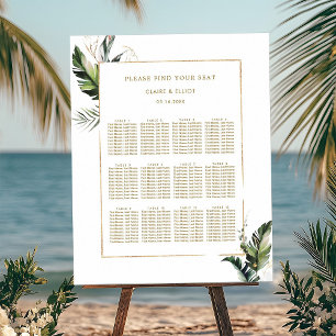 Tropical Foliage Gold Wedding Seating Chart