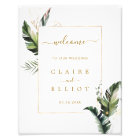 Tropical Foliage Gold Wedding Welcome Sign