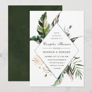 Tropical Foliage Green Couples Shower Invitation