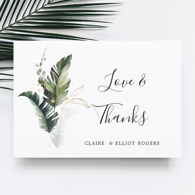 Tropical Foliage Green Wedding Thank You Card (Creator Uploaded)