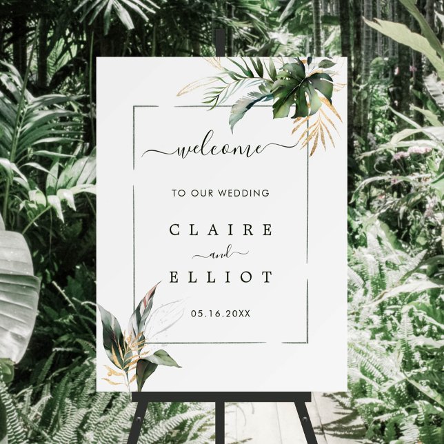 Tropical Foliage Green Wedding Welcome Sign (Creator Uploaded)
