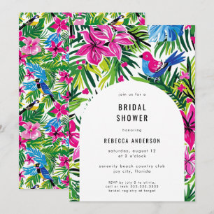 Tropical Foliage Hawaii Luau Wedding Bridal Shower Invitation