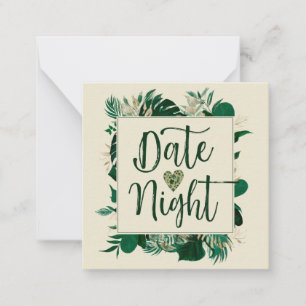 Tropical Foliage Leafy Newlyweds Date Night Card