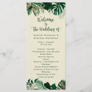 Tropical Foliage & Leaves Chic Wedding Ceremony Programme