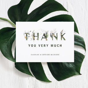 Tropical Foliage Letter Thank You Card