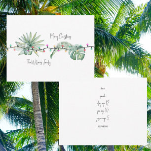 Tropical Foliage  & Lights Names II Christmas Card