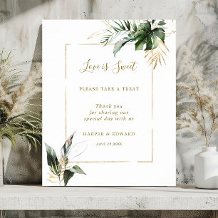 Tropical Foliage Love is Sweet Dessert Bar Sign
