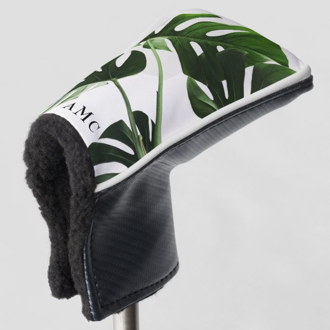 Tropical Foliage Monogram Putter Golf Head Cover (3/4 Front)