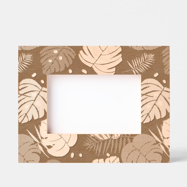 Tropical Foliage - Monstera And Palm Leaf Pattern Etched Frames (Front)