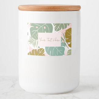 Tropical Foliage - Monstera And Palm Leaf Pattern Food Label