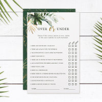 Tropical Foliage Over or Under Bridal Shower Game 
