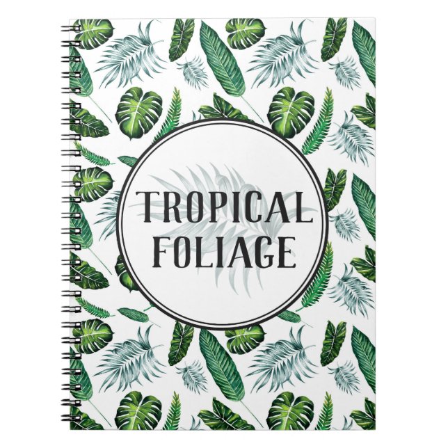Tropical Foliage Palm Leaves & Greenery Watercolor Notebook (Front)